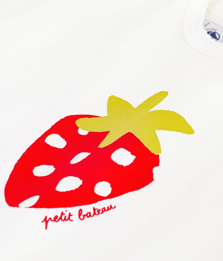 Kurz&auml;rmeliges Baby-T-Shirt aus Baumwolle mit Motiv weiss