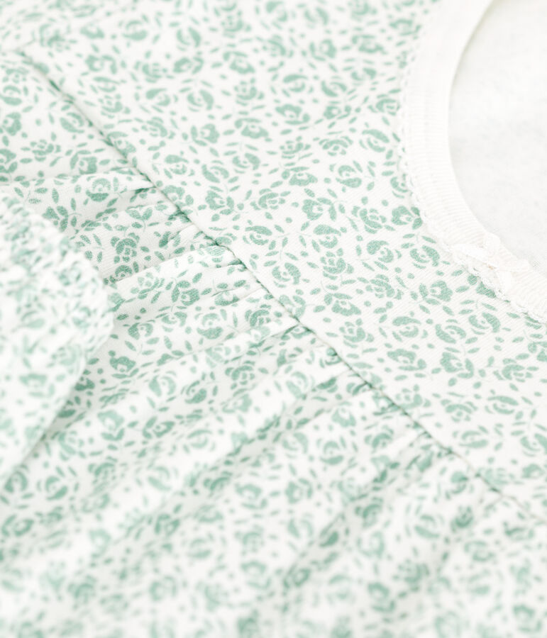 Kinder-Kurzpyjama aus Baumwolle mit Blumenmotiv weiss/gr&uuml;n