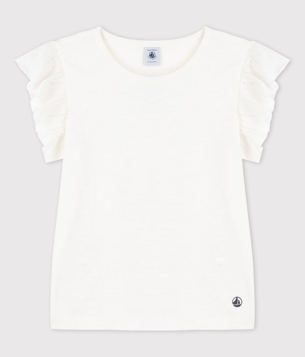 Kurz&auml;rmeliges T-Shirt aus Baumwolle f&uuml;r M&auml;dchen weiss