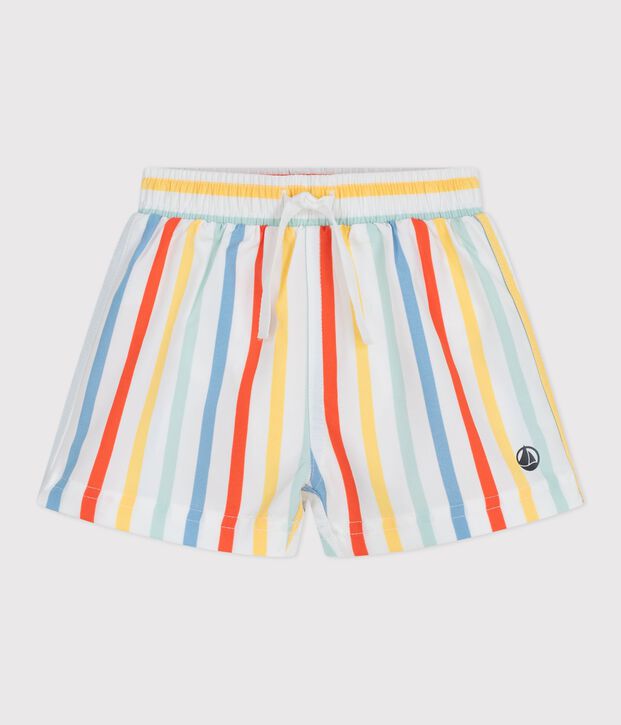 Baby-Badeshorts mit Streifen weiss/vielfarbig