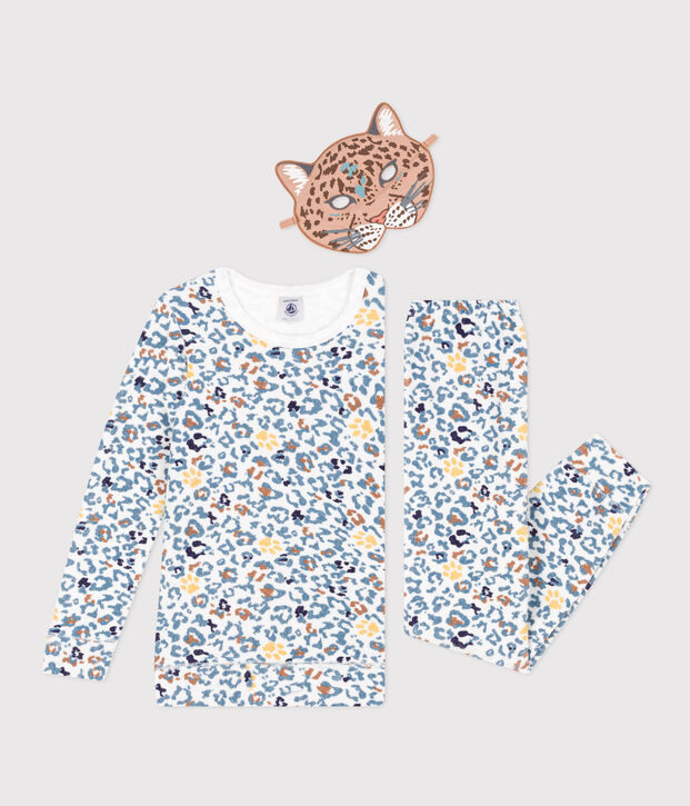 Kinderpyjama zum Verkleiden mit Maske weiss/vielfarbig