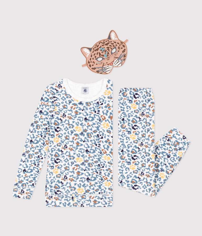 Kinderpyjama zum Verkleiden mit Maske weiss/vielfarbig