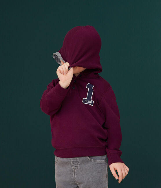 Kinder-T-Shirt mit Kapuze für Jungen violett CEPAGE
