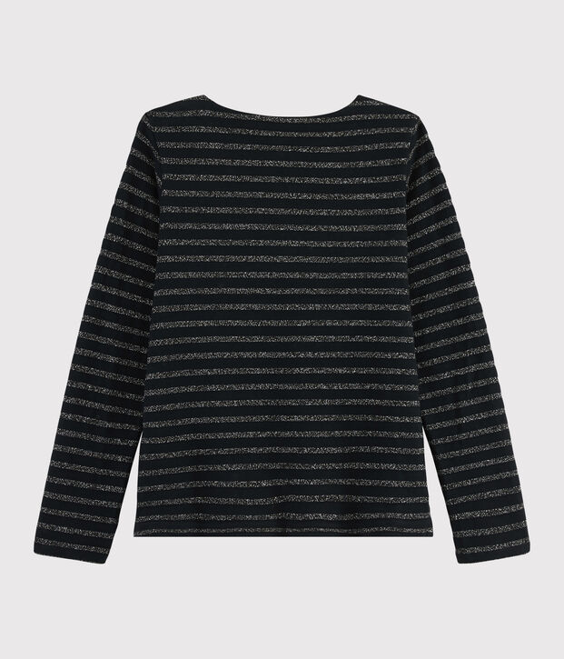 Gl&auml;nzendes Streifenshirt f&uuml;r Damen schwarz/NOIR ARGENT BRILLANT