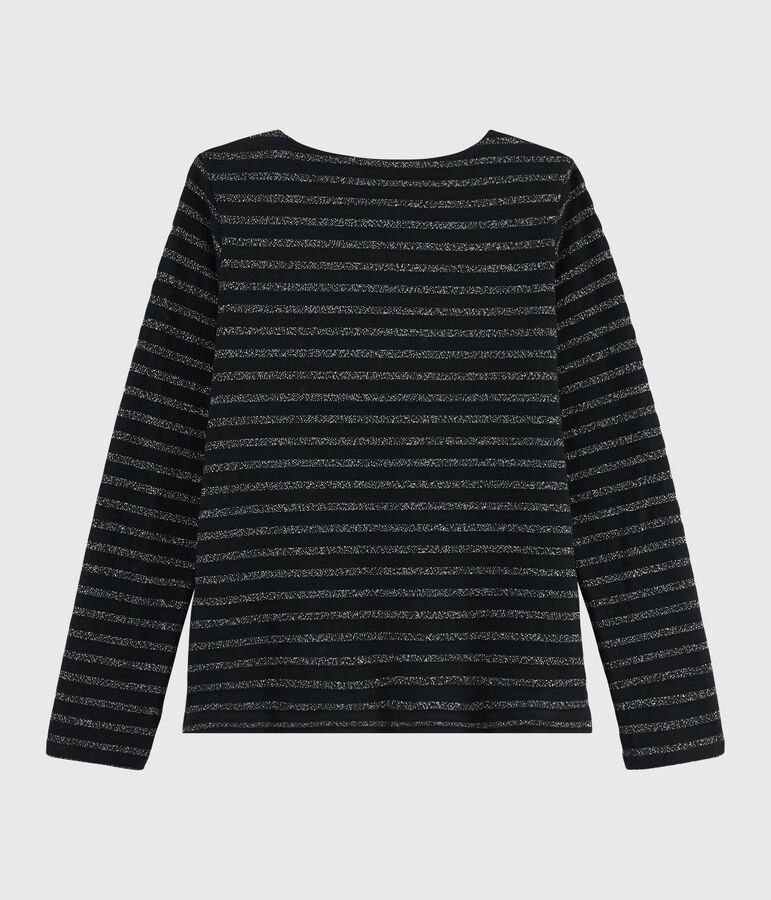 Gl&auml;nzendes Streifenshirt f&uuml;r Damen schwarz/NOIR ARGENT BRILLANT