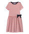 Gestreiftes Mädchen-Kleid weiss MARSHMALLOW/rot TERKUIT