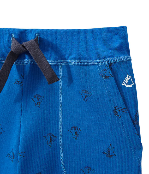 Bedruckte Jungen-Bermudashorts aus schwerem Jersey blau/blau