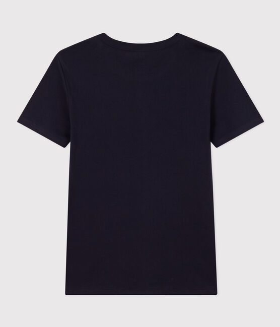 Kurzärmeliges Damen-T-Shirt L'ICONIQUE aus einfarbigem Rippstrick blau SMOKING
