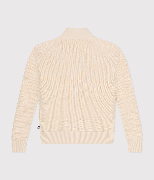 Damen-Cardigan mit Patentmuster aus Baumwolle naturfarben
