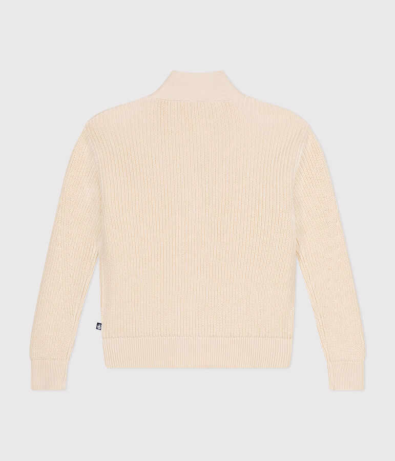 Damen-Cardigan mit Patentmuster aus Baumwolle naturfarben AVALANCHE