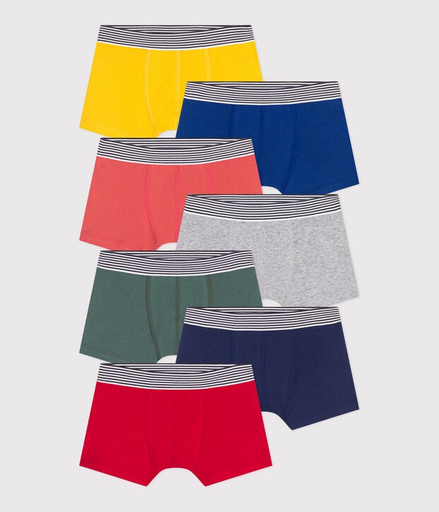 7er-Set Kinder-Boxershorts aus einfarbiger Baumwolle vielfarbig
