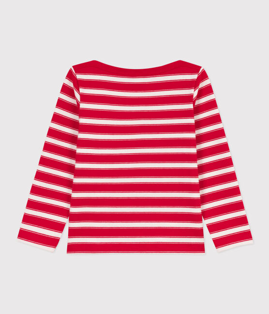 Streifenshirt aus dichter Baumwolle für Mädchen und Jungen rot PEPS/weiss MARSHMALLOW