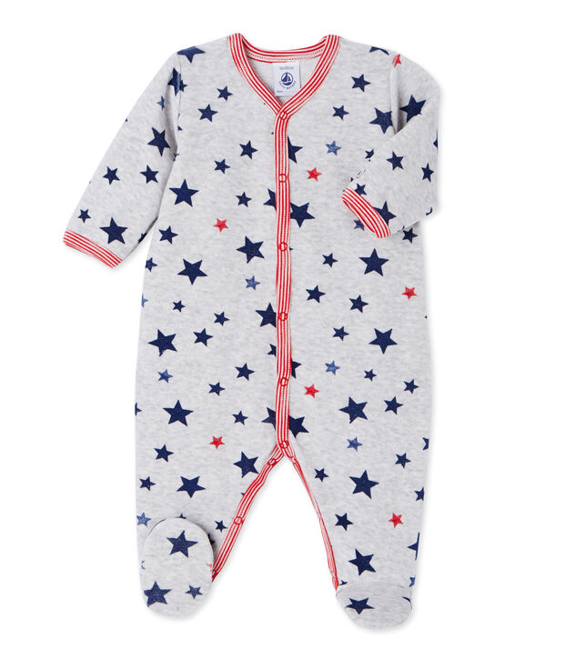 Bedruckter Baby-Jungen-Strampler grau/vielfarbig