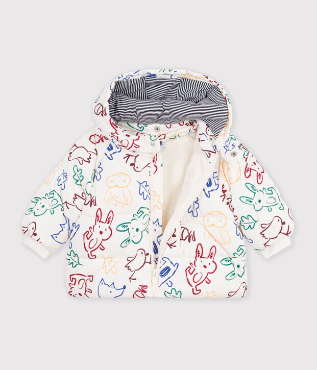 Baby-Winterjacke aus Polyester mit Tiermotiv naturfarben/vielfarbig
