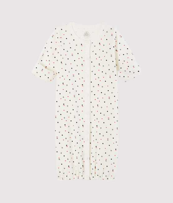 Kombi-Overall aus Rippstrick für Babys weiss MARSHMALLOW/blau SMOKING/ MULTICO