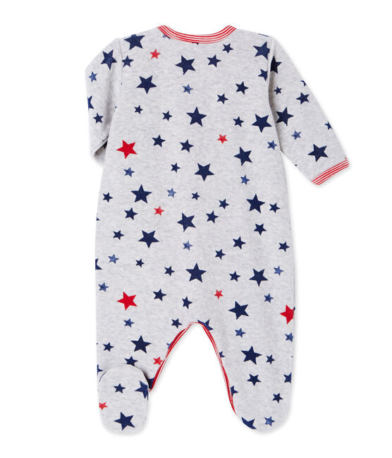 Bedruckter Baby-Jungen-Strampler grau BELUGA/weiss MULTICO