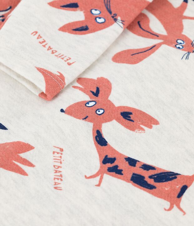 Baby-Overall aus Molton mit Tierprint beige/vielfarbig