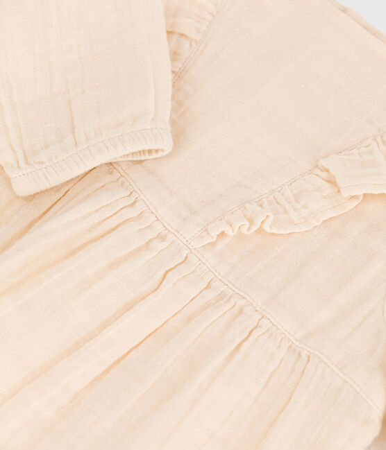 Langärmeliges Babykleid aus Musselin naturfarben AVALANCHE