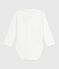 Baby-Body mit besticktem Kragen und Schriftzug an der Brust weiss MARSHMALLOW/rosa CHARME
