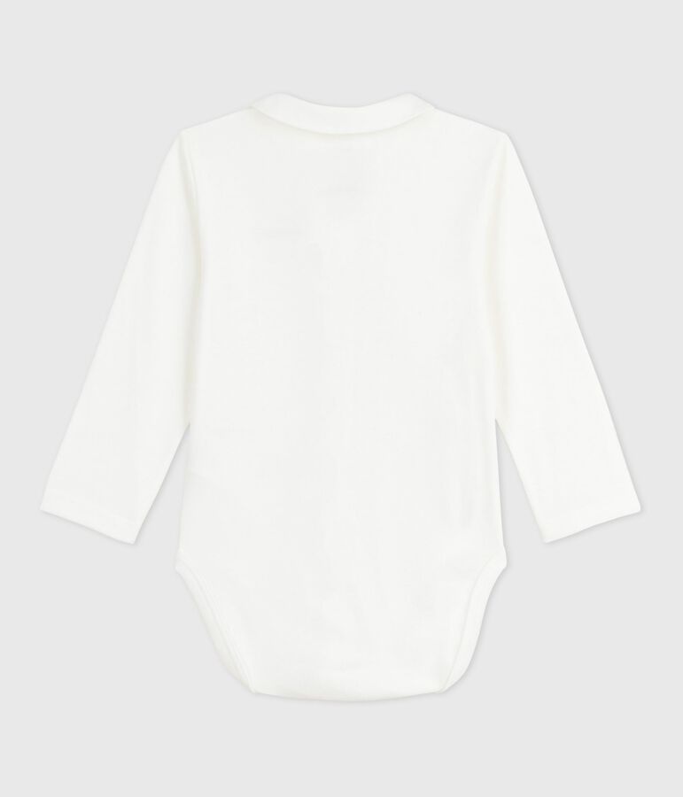 Baby-Body mit besticktem Kragen und Schriftzug an der Brust weiss/rosa