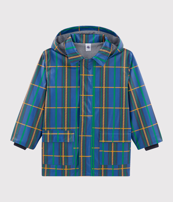 Kinder-Regenjacke mit Karomuster unisex blau LIMOGES/weiss MULTICO
