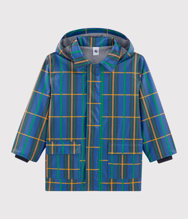 Kinder-Regenjacke mit Karomuster unisex blau/vielfarbig