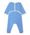 Geringelter Baby-Jungen-Strampler blau PERSE/weiss ECUME