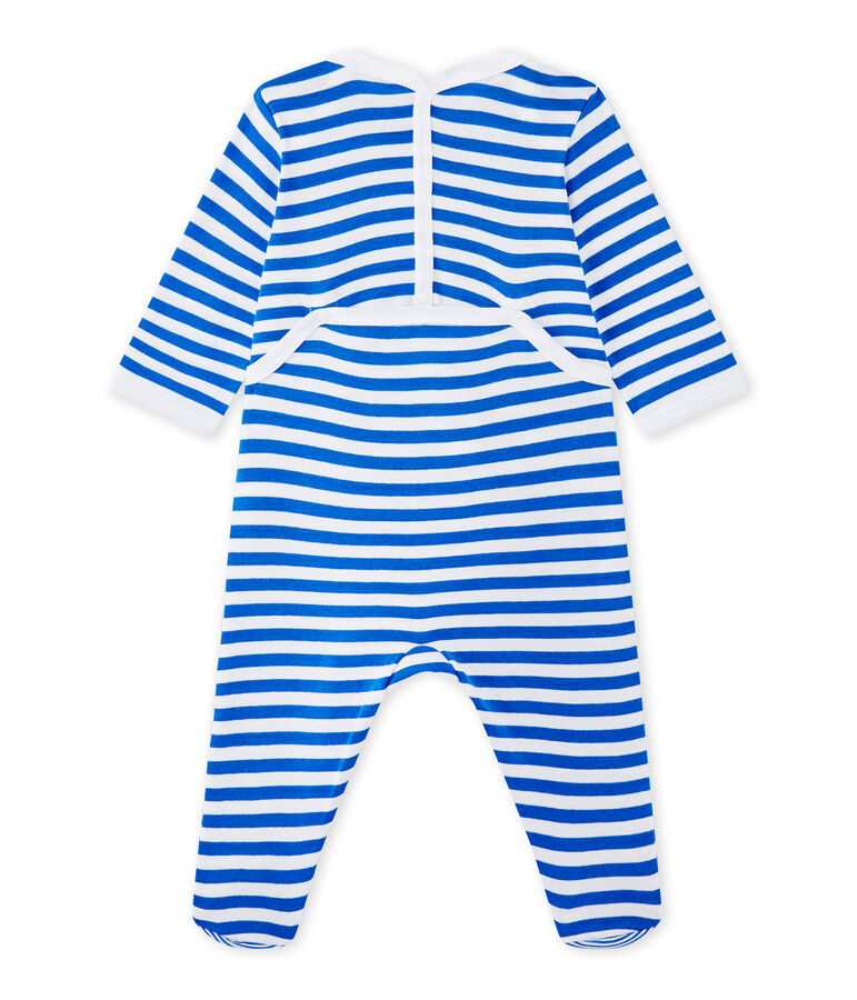 Geringelter Baby-Jungen-Strampler blau/weiss