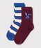 2 Paar Kinder-Socken aus Baumwolle mit Streifen und Tiermotiv vielfarbig