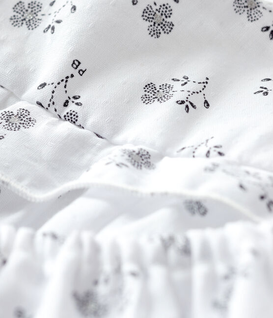 Babykleid mit Bloomer für Mädchen, blauer Blumendruck aus Popelin weiss MARSHMALLOW/weiss MULTICO