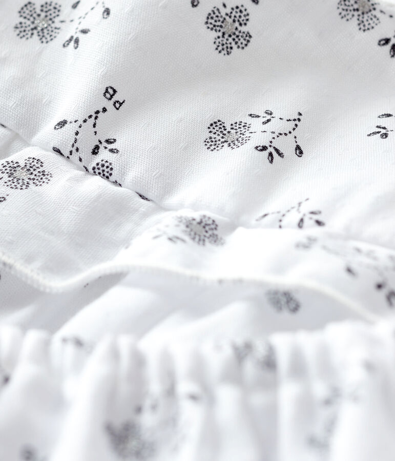 Babykleid mit Bloomer f&uuml;r M&auml;dchen, blauer Blumendruck aus Popelin weiss/vielfarbig