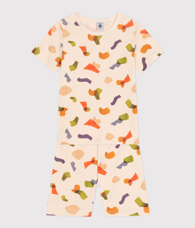 Kurzer Kinderpyjama aus Baumwolle mit Printmotiv naturfarben/vielfarbig