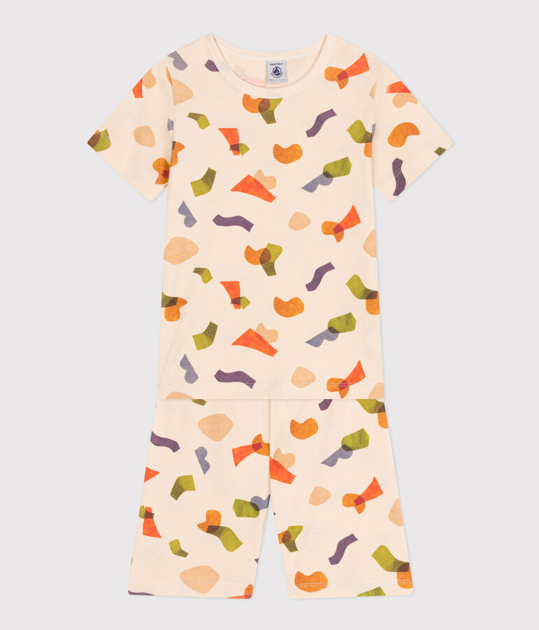 Kurzer Kinderpyjama aus Baumwolle mit Printmotiv naturfarben/vielfarbig