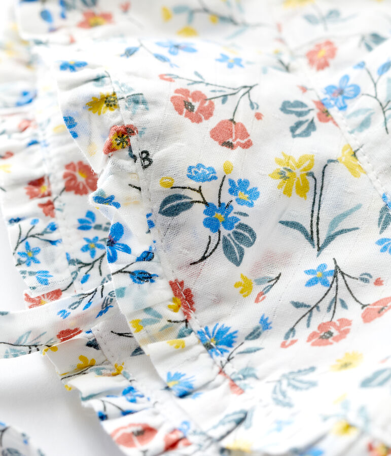Baby-Hut mit Blumenmuster weiss/vielfarbig