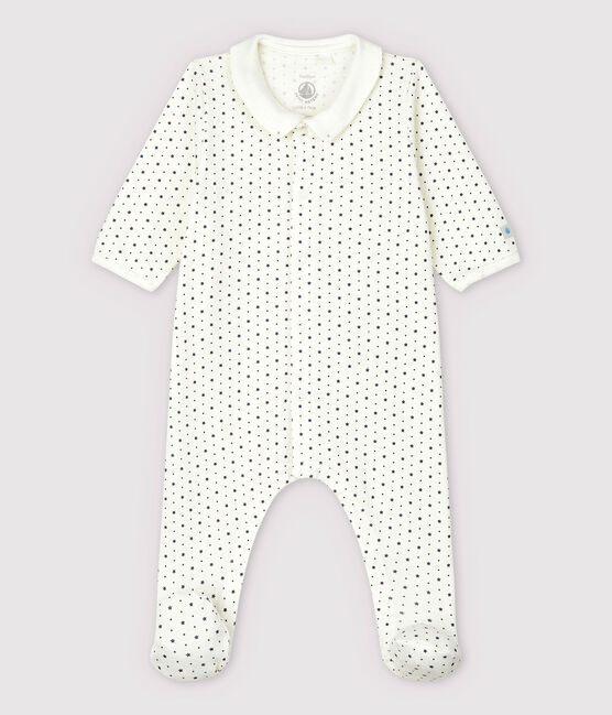 Baby-Strampler aus Bio-Baumwolle mit Kragen und Sternen-Print für Mädchen weiss MARSHMALLOW/grau TEMPETE