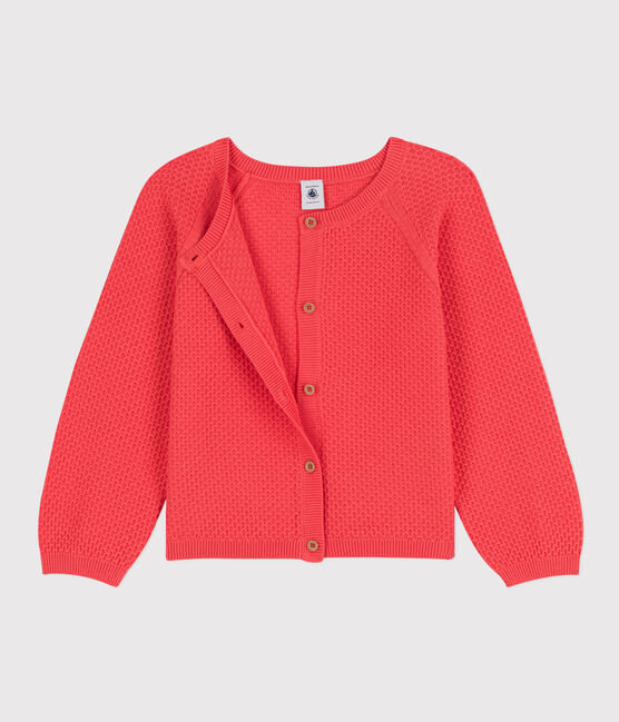 Kinder-Cardigan aus Baumwolle für Mädchen orange JUPITER