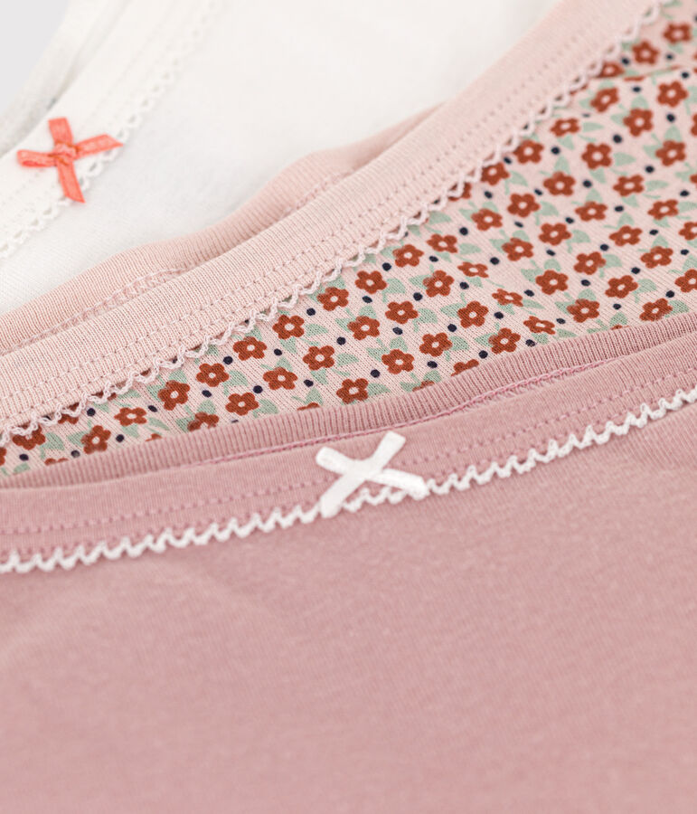 3er-Set Slips aus Baumwolle und Elastan mit Blumenmuster f&uuml;r M&auml;dchen vielfarbig