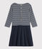 Streifenkleid für Damen blau SMOKING/weiss MARSHMALLOW