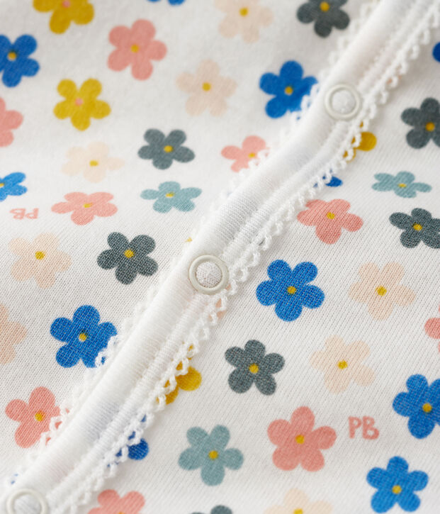 Phosphoreszierender kurzer Baby-Einteiler aus Baumwolle weiss/vielfarbig