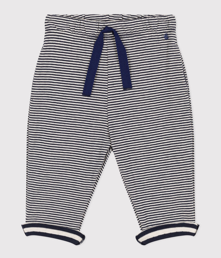 Baby-Hose aus Doppeljersey mit Ringelstreifen blau/naturfarben