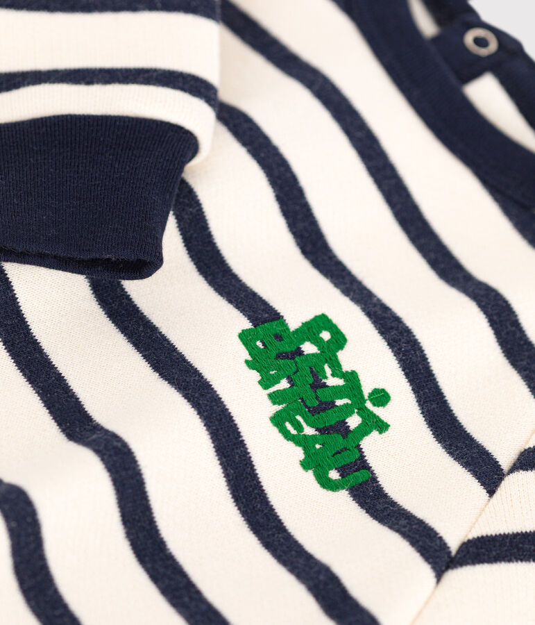 Langer Baby-Overall aus Molton weiss AVALANCHE/blau SMOKING