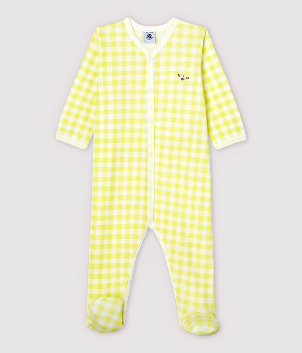 Baby-Strampler aus Baumwolle mit Vichy-Muster in Gelb weiss/gelb