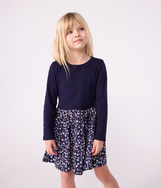 Langärmeliges Kinderkleid aus Baumwolle blau SOIR/ MULTICO