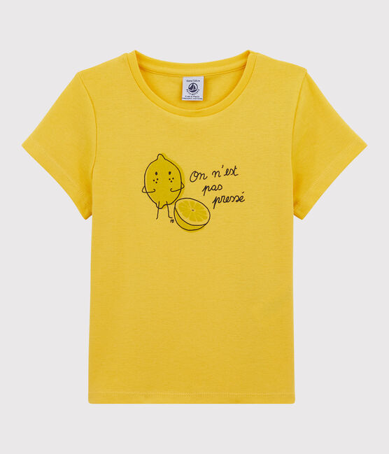 Kurzärmeliges T-Shirt aus Baumwolle für Mädchen gelb ORGE