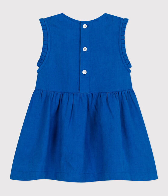 Ärmelloses Baby-Kleid aus Leinen blau PORCELANA
