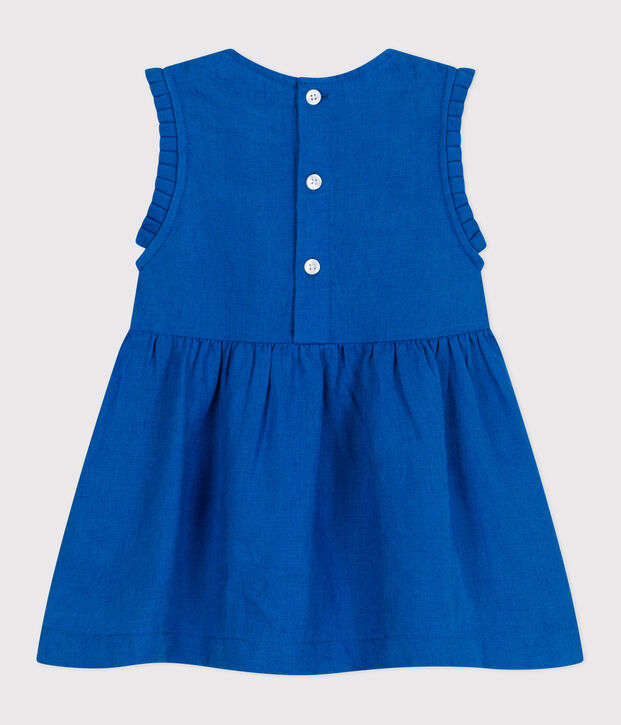 &Auml;rmelloses Baby-Kleid aus Leinen blau