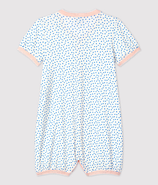 Kurzer Baby-Einteiler aus Bio-Baumwolle mit Pünktchenmuster weiss MARSHMALLOW/blau BRASIER