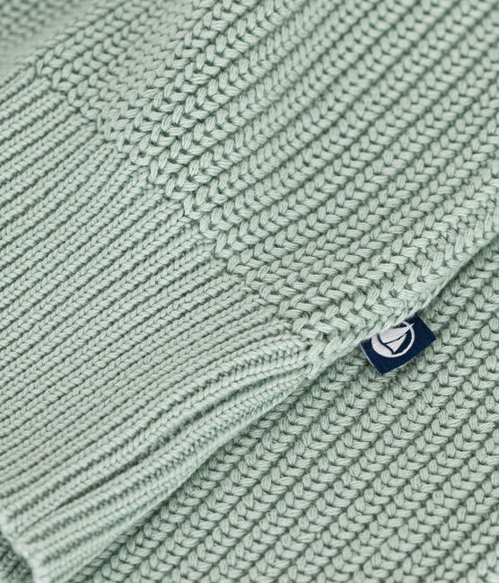 Damenpullover mit Patentmuster aus Baumwolle grün HERBIER