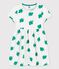 Kurzärmeliges Kleid aus Molton für Mädchen weiss MARSHMALLOW/grün GAZON