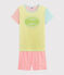 Kinder-Kurzpyjama aus Rippstrick mit bunten Streifen für Mädchen gelb SUNNY/weiss MULTICO